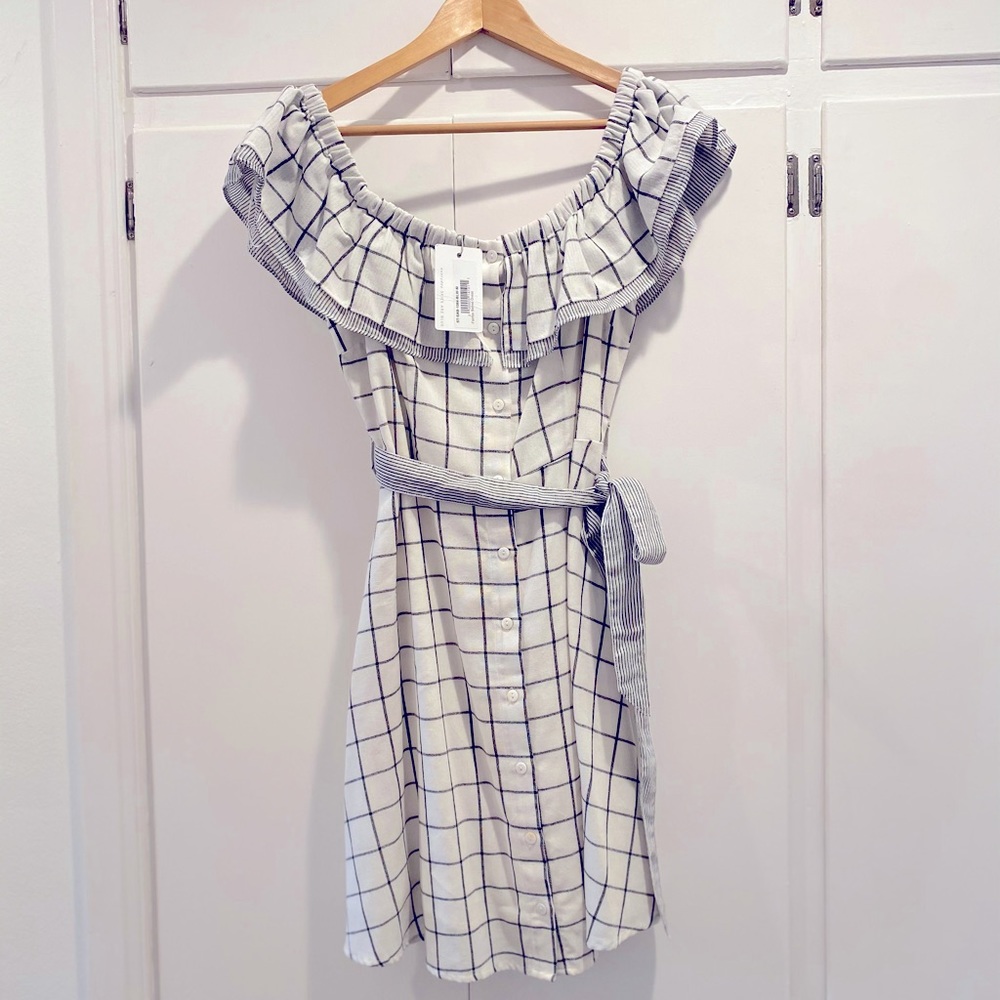 NWT skies are blue belted off the shoulder dress